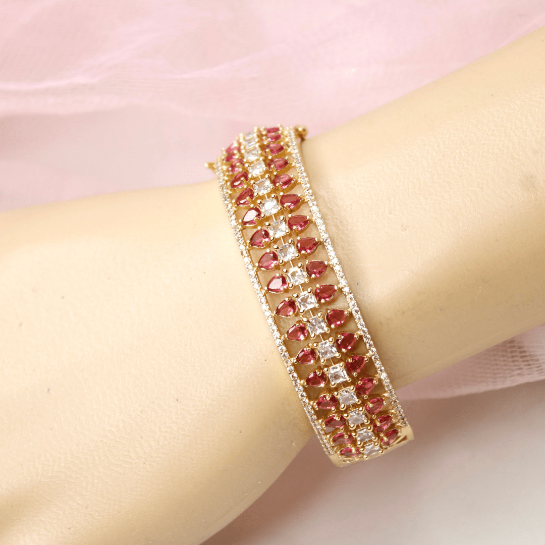 Royal Stone Teardrop Kada - RED