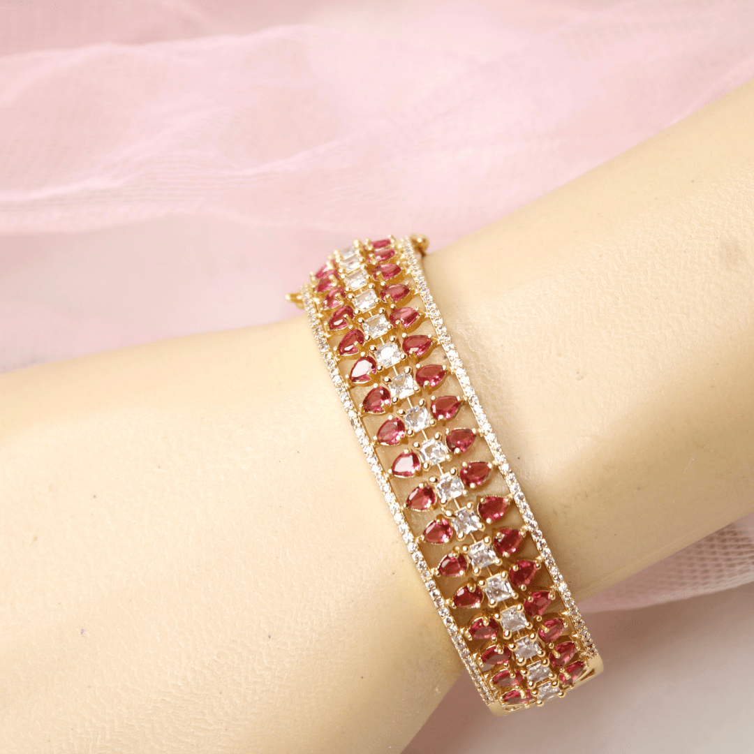Royal Stone Teardrop Kada - RED
