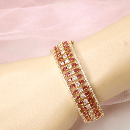 Royal Stone Teardrop Kada - RED