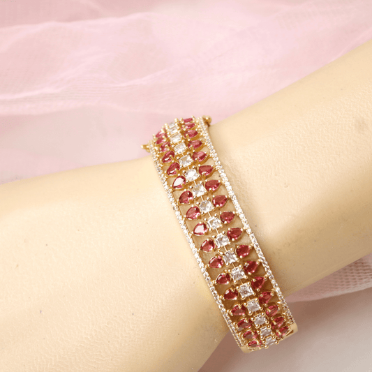 Royal Stone Teardrop Kada - RED