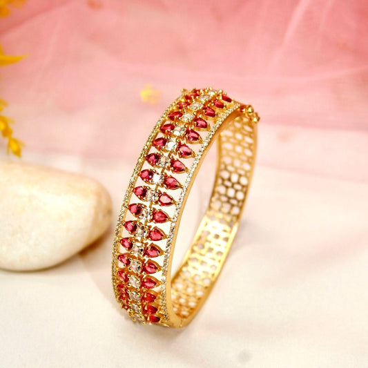 Royal Stone Teardrop Kada - RED