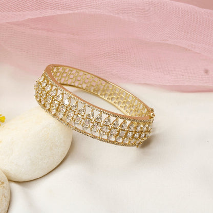 Royal Stone Teardrop Kada-WHITE