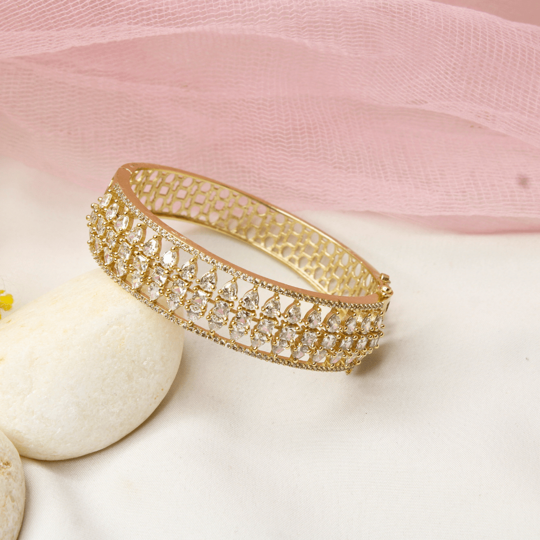 Royal Stone Teardrop Kada - WHITE