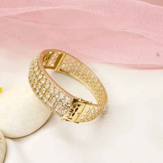 Royal Stone Teardrop Kada - WHITE