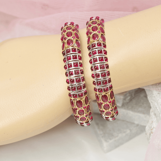 RUBY NAGINA BANGLES - DUAL - TONE FINISH - SET OF 2