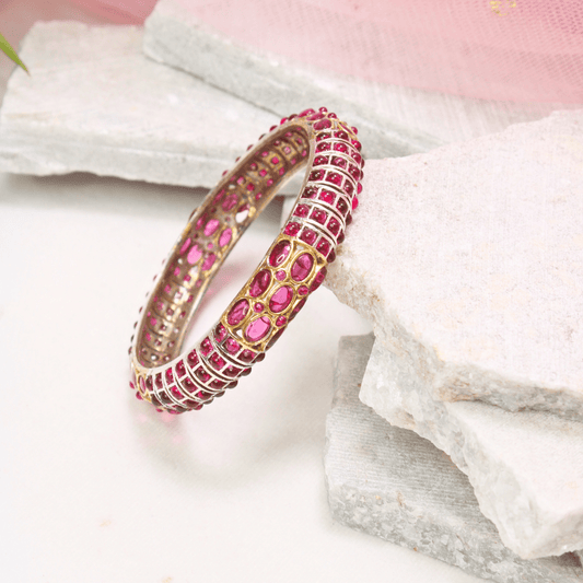 RUBY NAGINA BANGLES - DUAL - TONE FINISH - SET OF 2