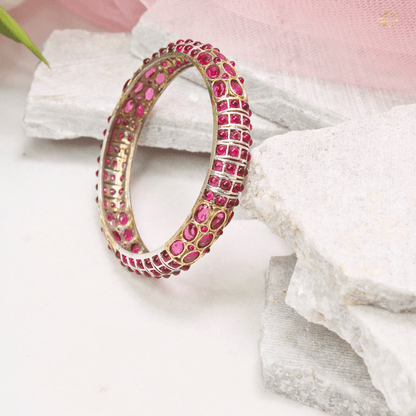 RUBY NAGINA BANGLES - DUAL - TONE FINISH - SET OF 2