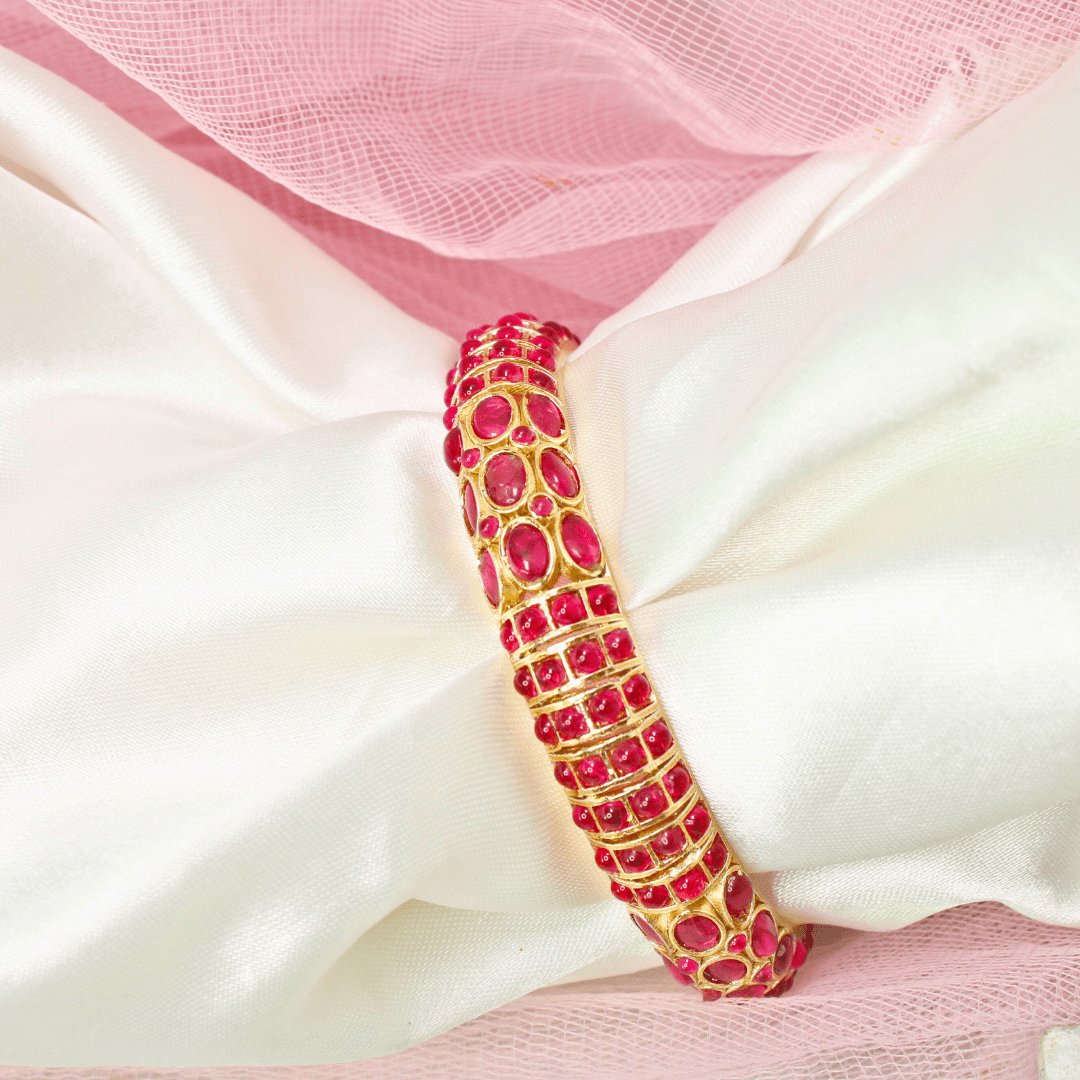 RUBY NAGINA BANGLES-GOLDEN FINISH-SET OF 2