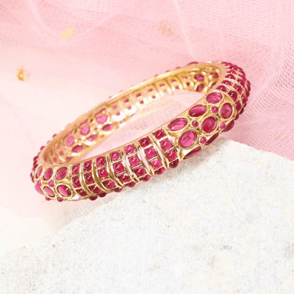 RUBY NAGINA BANGLES-GOLDEN FINISH-SET OF 2