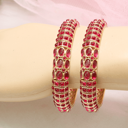 RUBY NAGINA BANGLES - GOLDEN FINISH - SET OF 2