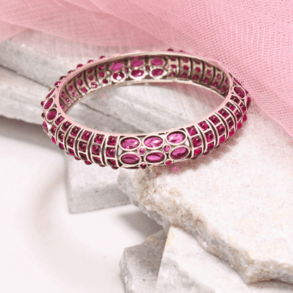 RUBY NAGINA BANGLES - SILVER FINISH - SET OF 2