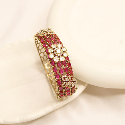 Ruby Pink Kundan Mosaic Kada – product view 1