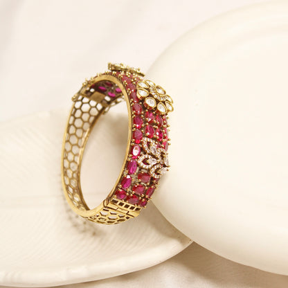 Ruby Pink Kundan Mosaic Kada – product view 4