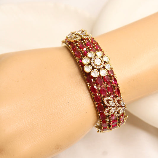 Ruby Pink Kundan Mosaic Kada – product view 5
