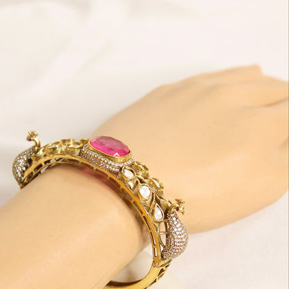 Ruby Pink Polki Elephant Motif Kada – product view 7