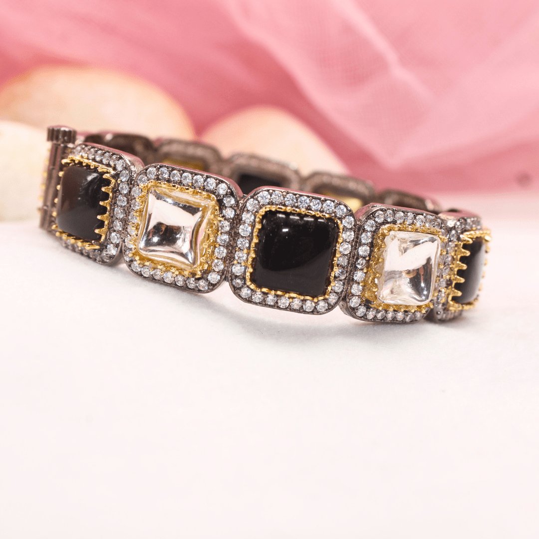 SABYASACHI INSPIRED KADA- BLACK & POLKI