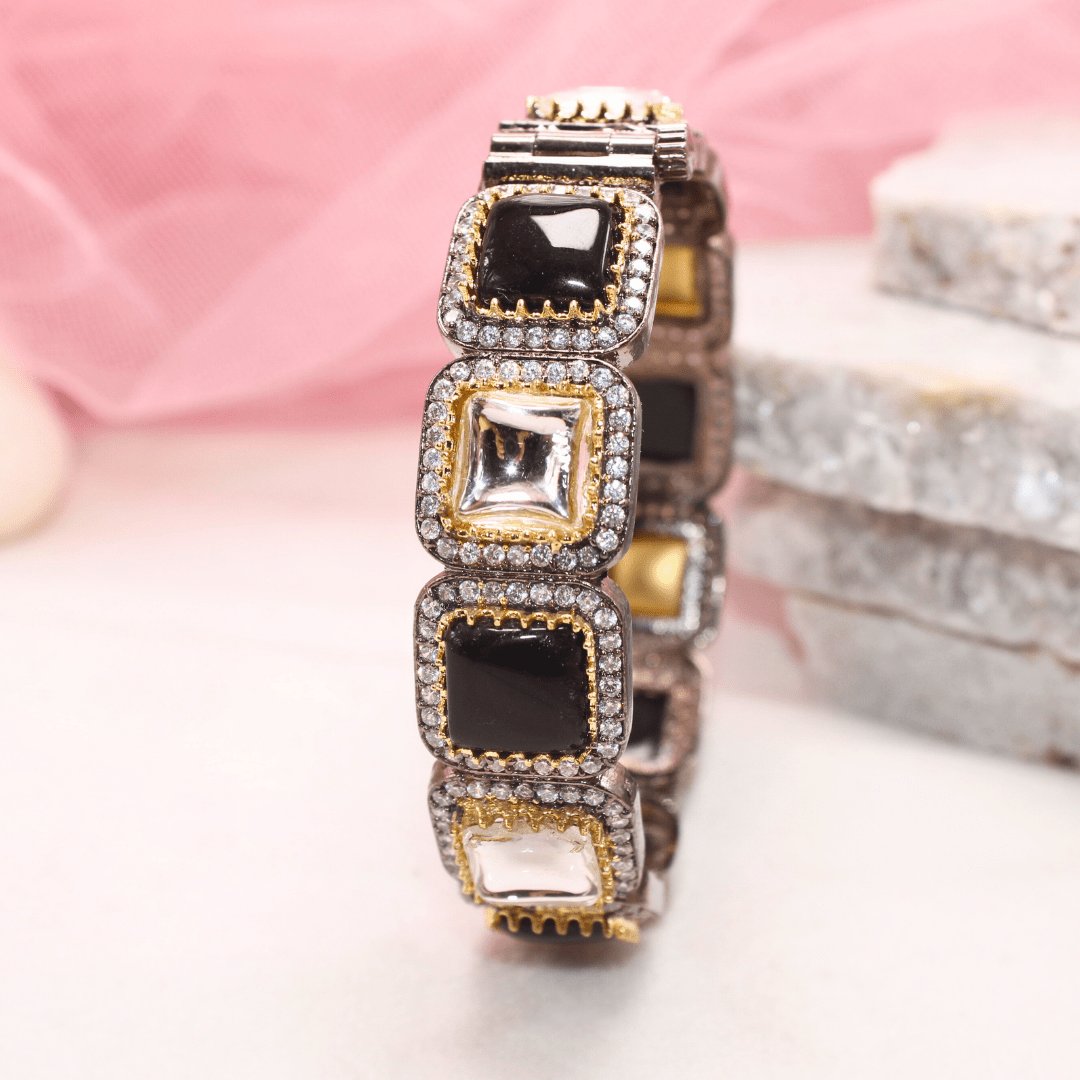 SABYASACHI INSPIRED KADA- BLACK & POLKI