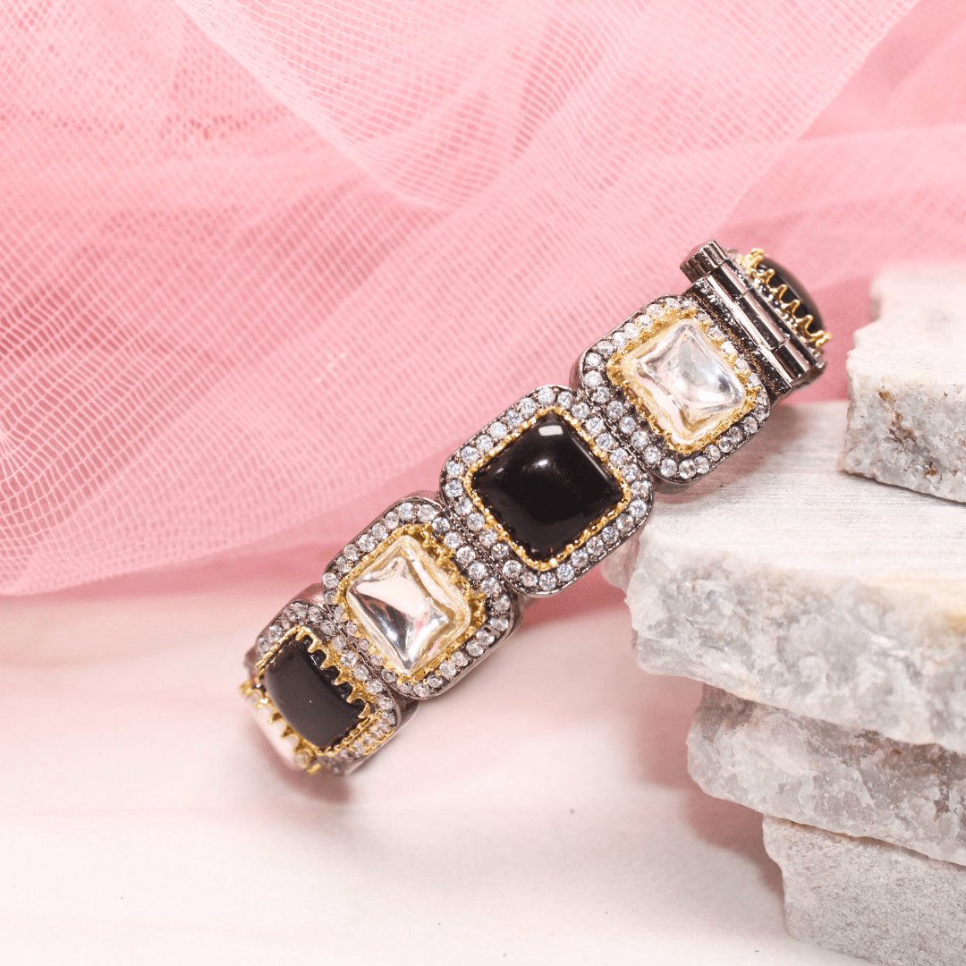 SABYASACHI INSPIRED KADA- BLACK & POLKI