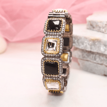 SABYASACHI INSPIRED KADA - BLACK & POLKI
