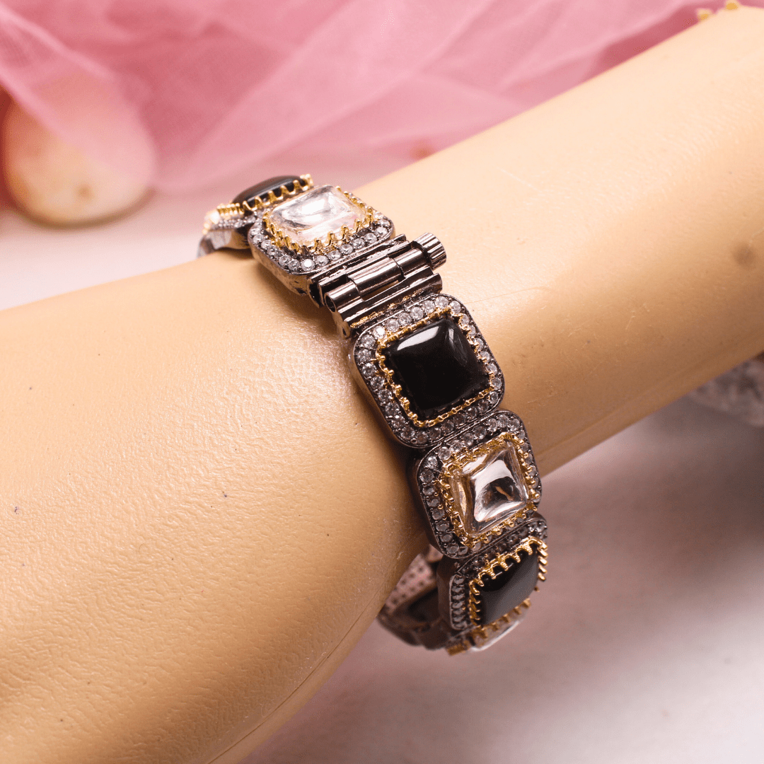 SABYASACHI INSPIRED KADA - BLACK & POLKI