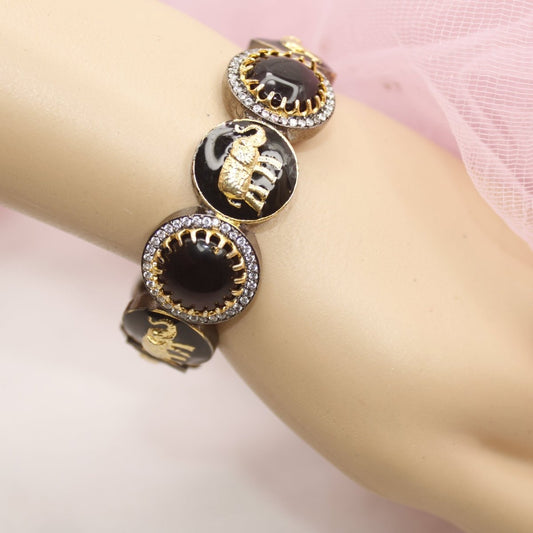 SABYASACHI INSPIRED KADA - ELEPHANT MOTIF - BLACK AND PURPLE