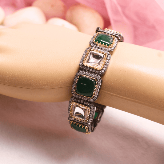 SABYASACHI INSPIRED KADA - GREEN & POLKI