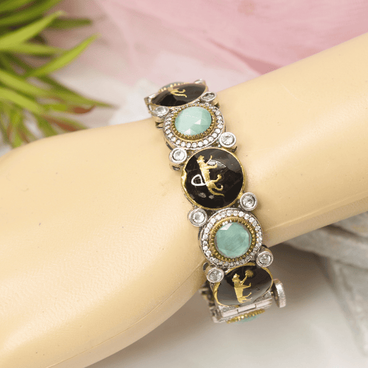 SABYASACHI INSPIRED MEENAKARI KADA - BLACK & MINT