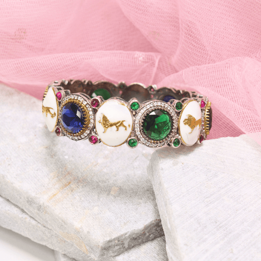 SABYASACHI INSPIRED MEENAKARI KADA - BLUE, GREEN & WHITE