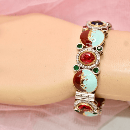 Sabyasachi - Inspired Meenakari Kada Red, Green & Mint