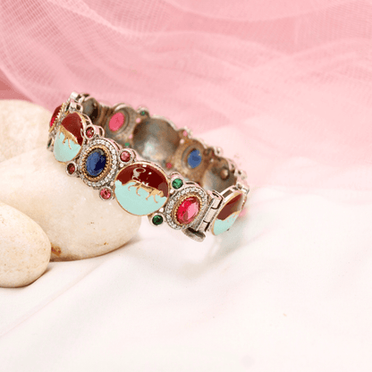 Sabyasachi - Inspired Meenakari Kada Red, Green & Mint
