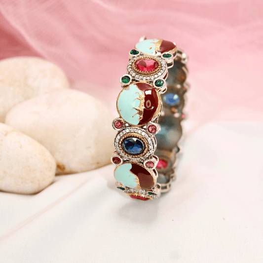 Sabyasachi - Inspired Meenakari Kada Red, Green & Mint