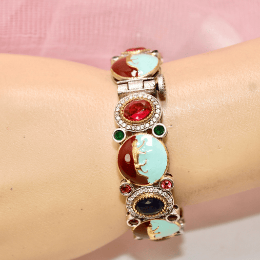 Sabyasachi - Inspired Meenakari Kada Red, Green & Mint