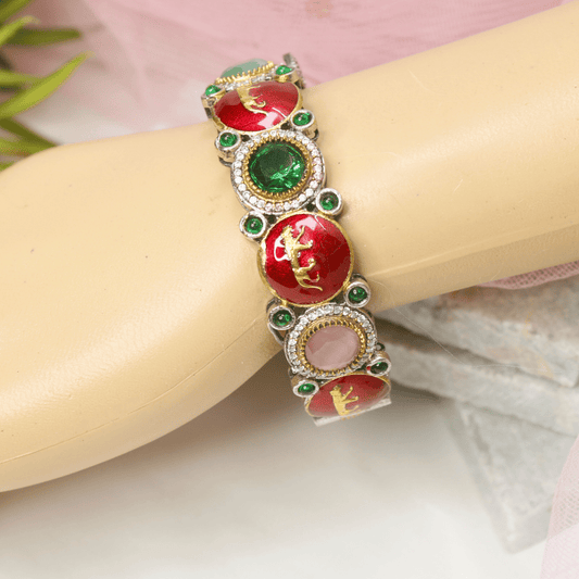 SABYASACHI INSPIRED MEENAKARI KADA - RED & MULTICOLOUR