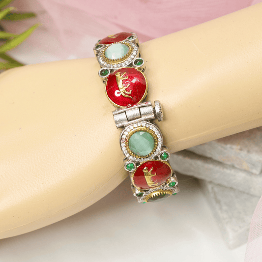 SABYASACHI INSPIRED MEENAKARI KADA - RED & MULTICOLOUR