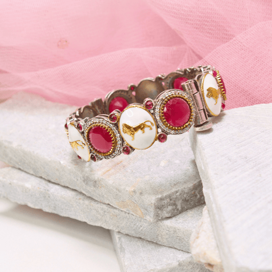 SABYASACHI INSPIRED MEENAKARI KADA - RED & WHITE