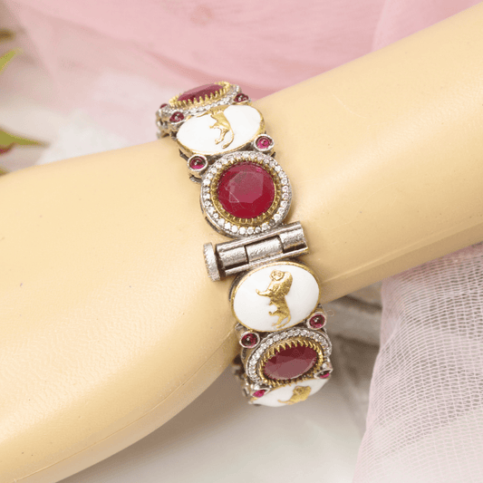 SABYASACHI INSPIRED MEENAKARI KADA - RED & WHITE