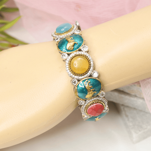 SABYASACHI INSPIRED MEENAKARI KADA - TURQUOISE & MULTICOLOUR