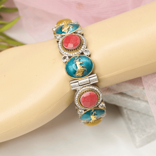 SABYASACHI INSPIRED MEENAKARI KADA - TURQUOISE & MULTICOLOUR