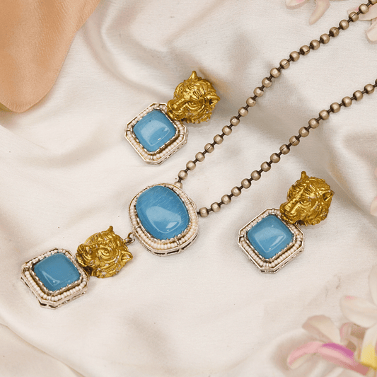 SABYASACHI INSPIRED PENDANT SET - BLUE
