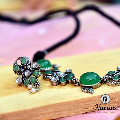 SATRANG NECKLACE SET DARK GREEN