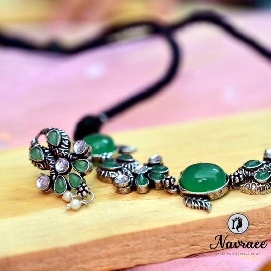SATRANG NECKLACE SET DARK GREEN