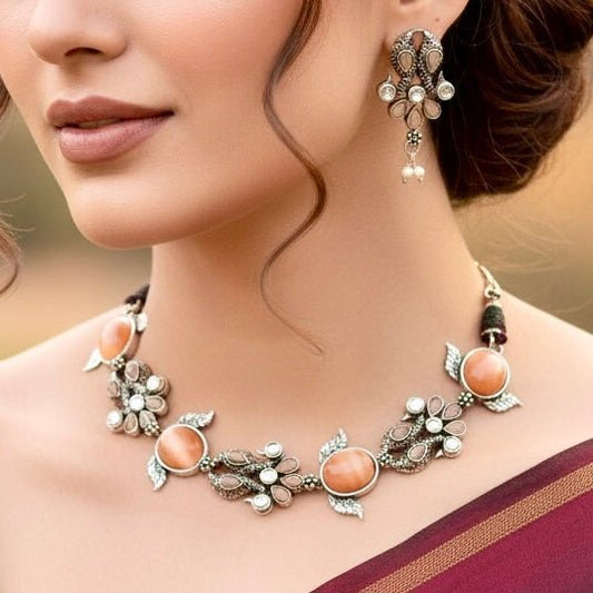 SATRANG NECKLACE SET LIGHT BROWN