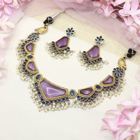 SAYA DUAL - TONE NECKLACE - PURPLE