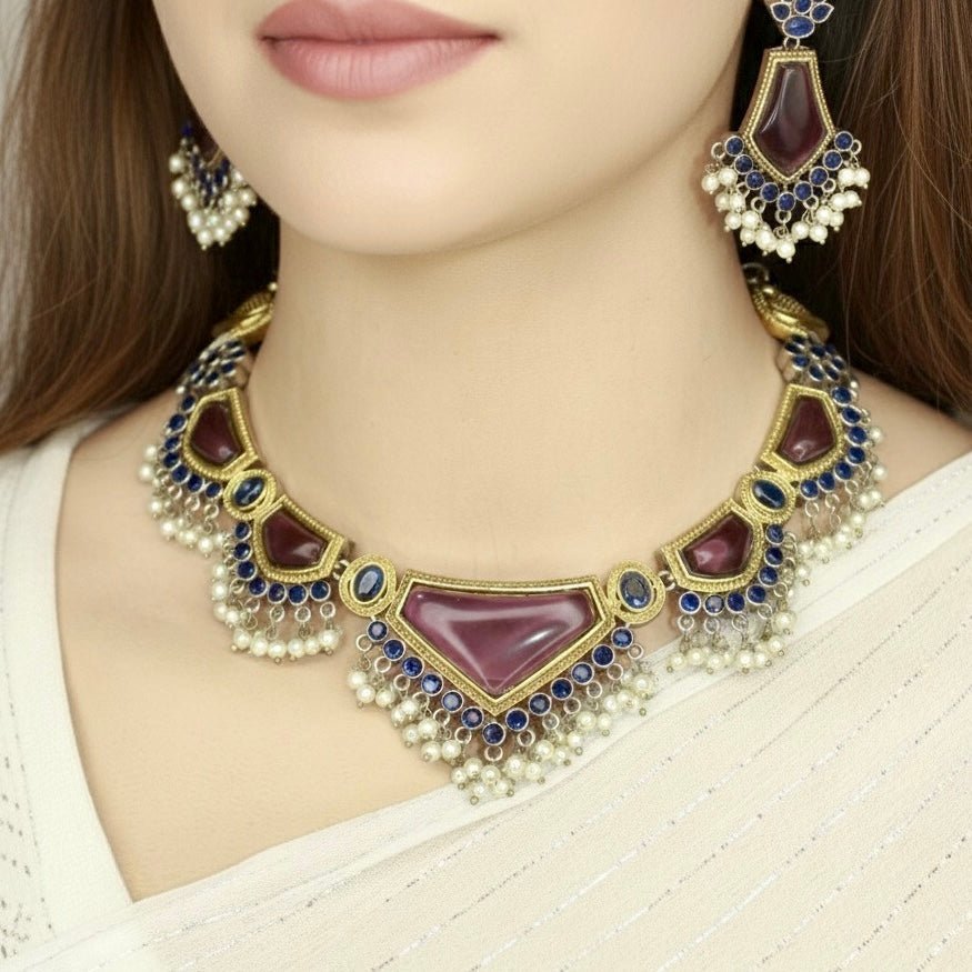 SAYA DUAL-TONE NECKLACE-PURPLE