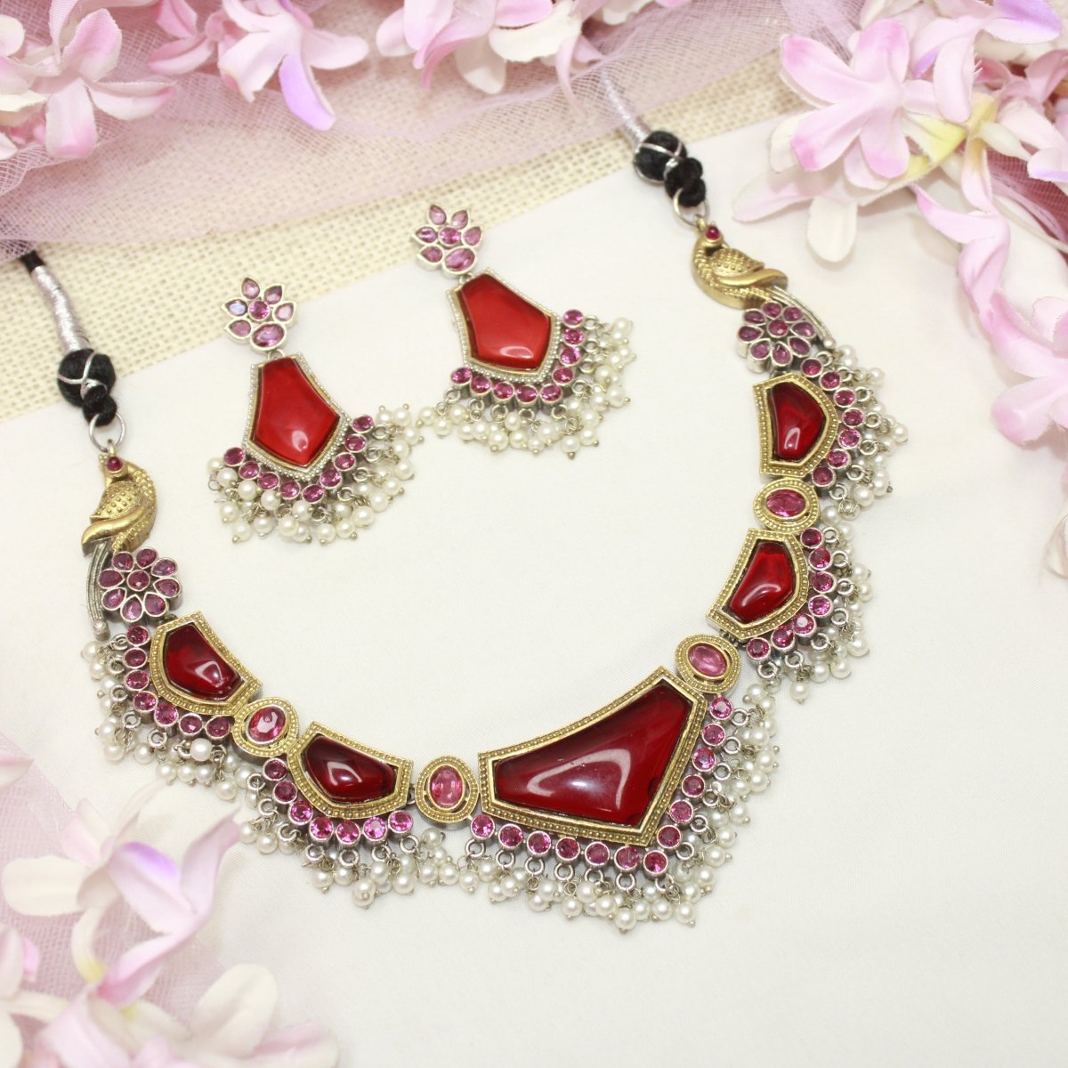 SAYA DUAL-TONE NECKLACE-RED