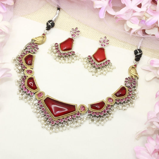 SAYA DUAL - TONE NECKLACE - RED