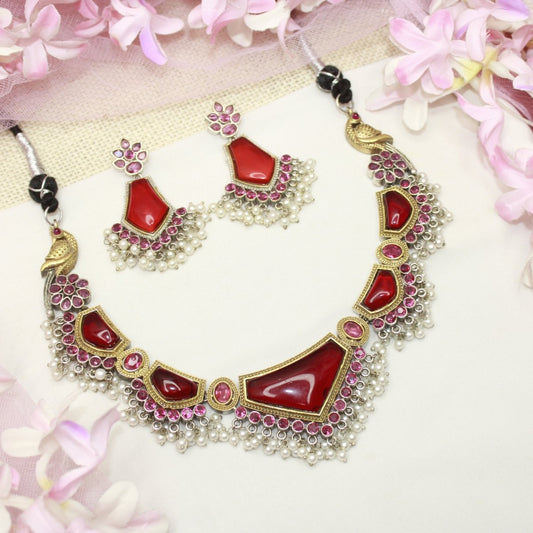 SAYA DUAL - TONE NECKLACE - RED