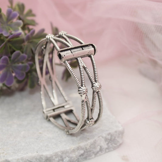 SET OF 2 - SILVER REPLICA OPENABLE BANGLE