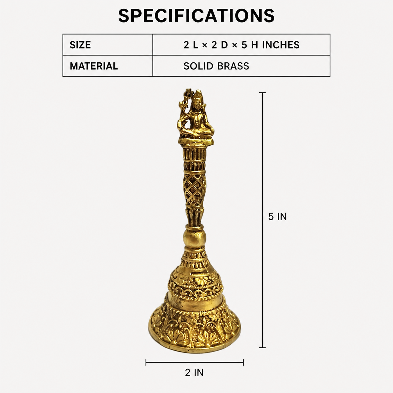 shiva finial pooja bell specifications and dimensions