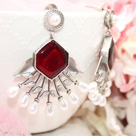 SILVER LOOK ALIKE DANGLE ROUND TOP-PURPLE